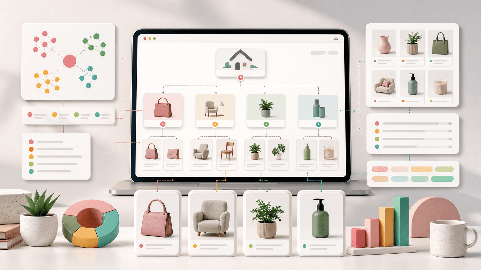 Illustration zu Shop-Struktur, Kategorien, Produktgruppen und Keyword-Manager