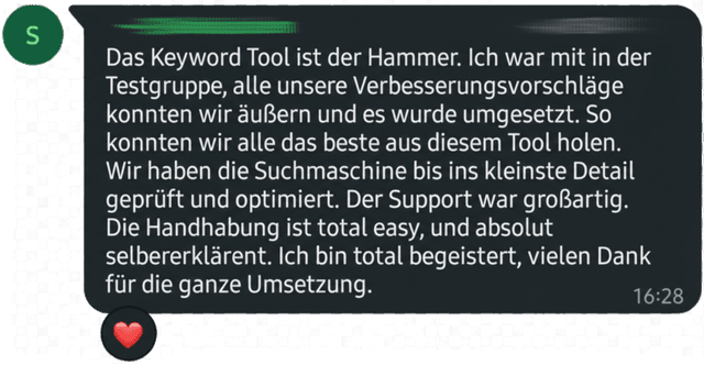 Testimonial: Also lieber @Aleks, mega Ergänzung