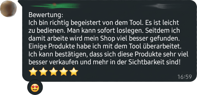 Testimonial: Ich bin richtig begeistert, 5 Sterne
